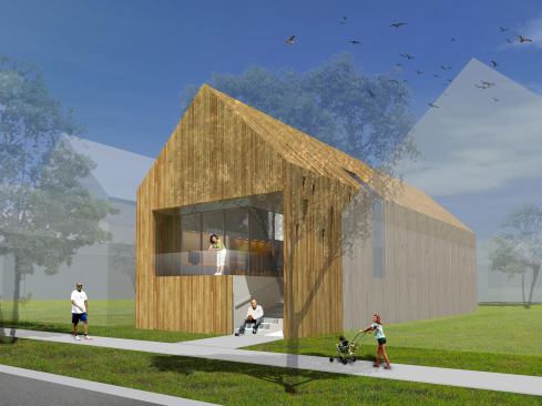 A rendering by MAS for the proposed NO-01 House in New Orleans. 