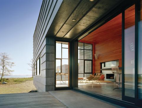 "Growing up on the Eastern Shore of Maryland, it was never about the buildings," Jameson says. "It was about the spaces in between the buildings." He kept that memory in mind when designing the 2,200-square-foot Hooper's Island House, which consists of several separate pavilions.