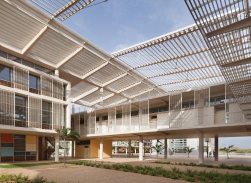 Interconnected buildings.