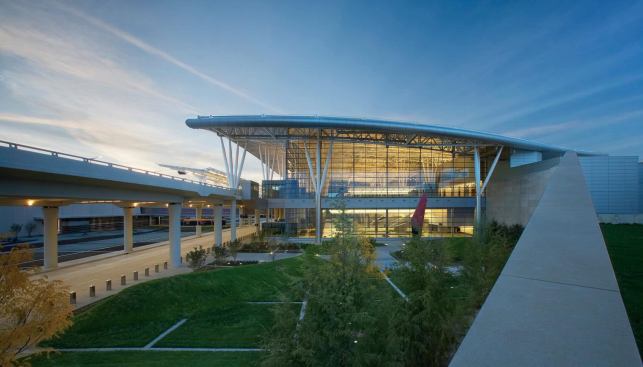 HOK worked to use as many recycled and locally sourced materials as possible in the construction of the building’s structure and envelope. For example, Indiana limestone, used for portions of the exterior envelope at the baggage claim level, was quarried just 40 miles south. The firm estimates that more than 90 percent of the site and building materials come from within 500 miles of Indianapolis.

Steelwork

Alberici/Hillsdale Fabricators



High roof trusses and tree columns

alberici.comMasonry

Majestic Block and Brick



Limestone masonry

majesticblockandbrick.comCurtain wall

ASI Limited



Unitized glazed curtain wall sections

asilimited.com