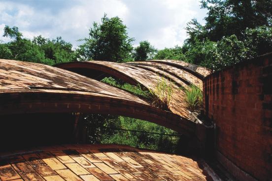A detail of the layered vaults of the ballet school.  