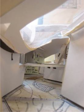  To understand the complexity of the architectural envelope, Focus Lighting built a model to study the interaction of light in the space and understand the ceiling-plane alignments to locate fixtures and access the catwalks. 