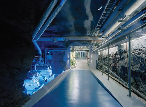 Bahnhof, an Internet service provider, wanted Pionen to appear both welcoming and futuristic. In retrofitting the space, Albert France-Lanord Architects envisioned 

the granite rock as a

living organism.