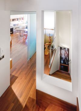 Frosted glass doors permit light into the architect’s studio space, but slide to provide privacy.   residential architect June 2008  Beaver Street Reprise, San Francisco  Craig Steely, San Francisco