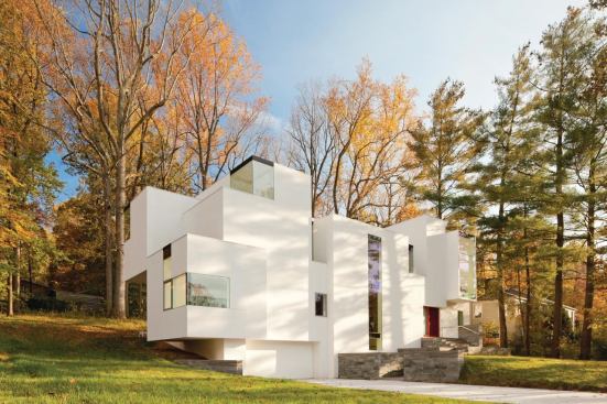 At the NaCl House in Bethesda, Md., Jameson experimented with scale and massing, using forms that resemble the molecular structure of rock salt.