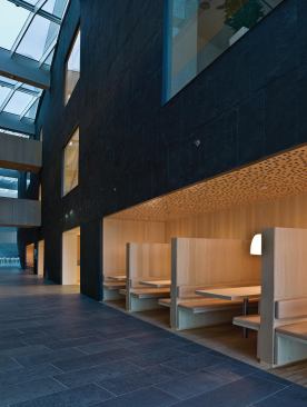 The many meeting spaces include touch-down booths that can hold  small meeting or provide a spot for lunch.