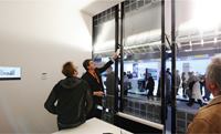 Zumtobel, together with Behnisch Architekten, Transsolar Energietechnik, Bartenbach Lichtlabor, and Sunways, displayed a prototype for an intelligent façade system that incorporates lighting elements and photovoltaic panels into the building skin.