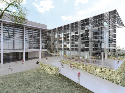 Set to open in 2014, the LEED Platinum–targeted Science and Engineering 2 features research and instructional labs and a solar-paneled, shaded promontory that can serve as a event venue.