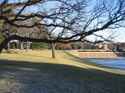 Site context, with Lakewood Chapel. 
