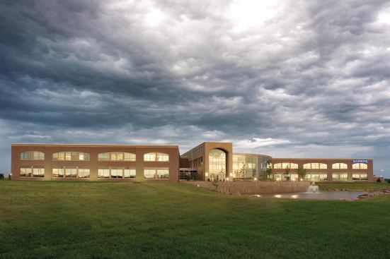 Sammons Financial Group Building

Architect: Koch Hazard Architects.

Completion: 2009.

Brief: $17.6 million, 120,000-s.f. office building incorporates geothermal energy and an open structural grid to maximize flexibility; winner, AIA South Dakota 2010 Merit Award.