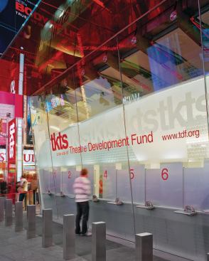 Ticket purchasing windows on the north façade
