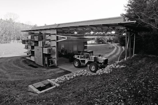 Tractor under overhang