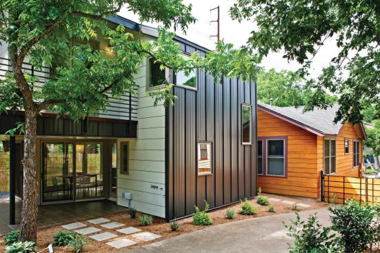 Webber speced budget-friendly and durable materials such as fiber cement and metal roofing as siding. 
