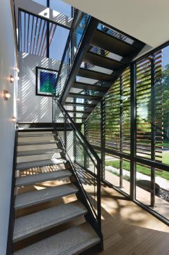Enviroglas stair treads are made from recycled brown glass and porcelain from old toilets.