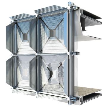 Fully deployed, the shades control glare and cut heat gain.