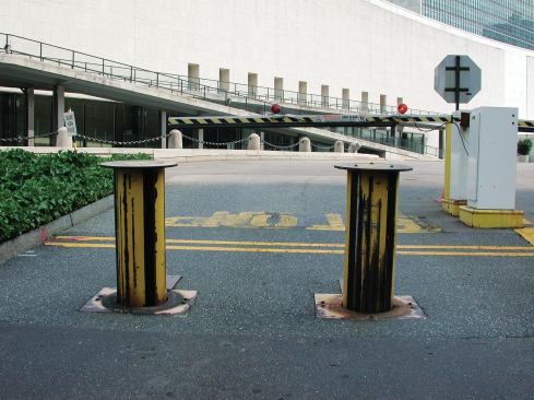 The Turntable Vehicle Barrier (TVB) is certainly not the only such security barrier available; the most common options include operable bollards, steel plate barriers, and clamshells. But unlike these hydraulically powered barriers, the TVB uses a caster bearing system to turn.