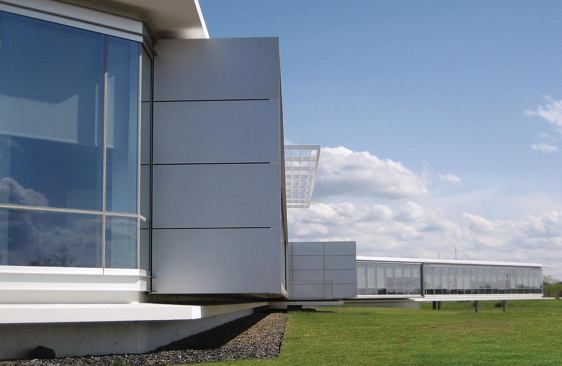Exterior with view of projecting bays