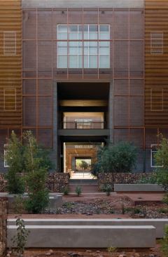 View looking east through Arts and Humanities courtyard