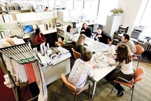 Candela's Seattle office was remodeled in January 2008, during which employee workstations were reduced in size while more space was created for casual collaboration on projects