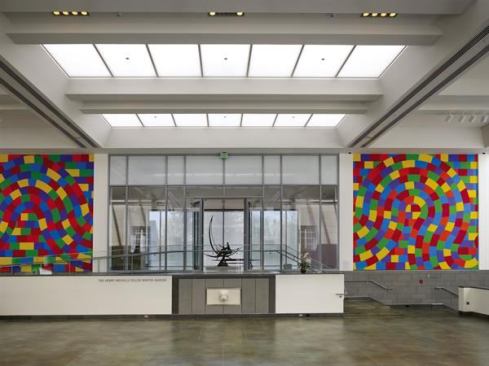 Opposite the historic façade in the winter garden are two large Sol LeWitt murals — designed just before his death in 2007 — that frame the view into the central gallery in the south addition.