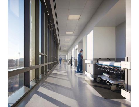 Hallway outside the operating rooms. 
