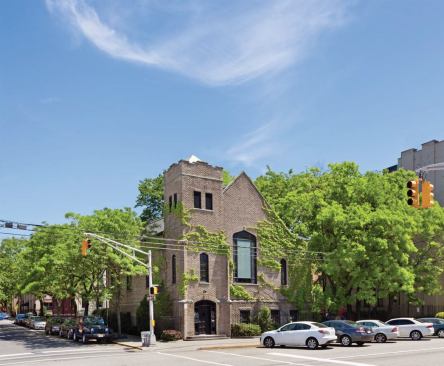 The Marchtetto Higgins Stieve Architects office in Hoboken, N.J., has a modest public face; MHS Architects chose to play off this demure exterior with the patterning of the tricolor zinc-clad addition at the rear of the building.