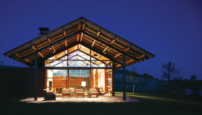 LC Ranch  RADA 2010 – Custom Home 3,000 Square Feet or Less / Merit Award  Architect: Lake|Flato Architects, San Antonio; Builder: Yellowstone Traditions, Bozeman, Mont.; Photography: David Lake   The major precedents for this Montana getaway were classic wooden barns and the sod houses of the Great Plains pioneers. The main house includes a public zone with a pitched roof and porches at both ends.