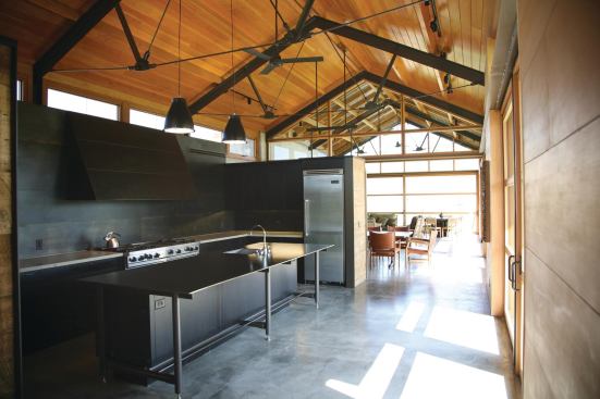 David Lake, FAIA, likens the kitchen to a mess hall: "Several people can be in there cooking."