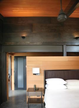 The master bedroom sits as far away from the public areas as possible, ensuring peace and quiet.