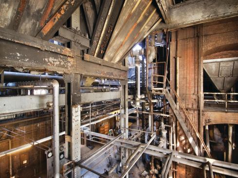 The industrial remains of coal hoppers and chutes were transformed into classroom spaces.