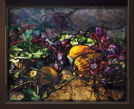Tiffany installed leadedglass exhibition windows, including the Pumpkin and Beet window, created for the 1900 Exposition Universelle in Paris, in his living hall.