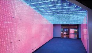 Two portals lined with Sensitile are backlit by more than 24,000 individually controlled LED nodes.