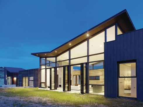A wall of glass doors turns the great room into an indoor-outdoor pavilion.