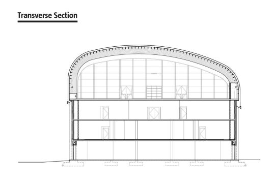 Transverse section through the building