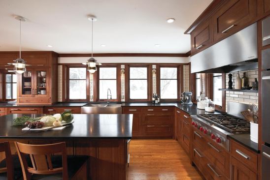 The new floor plan combines the existing cooking and breakfast areas into a clean, simple rectangle.