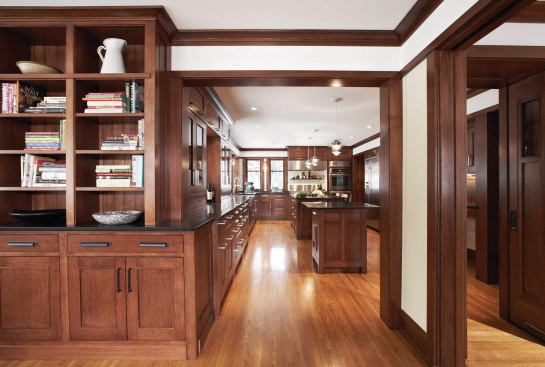 A view into the kitchen from the dining room, which Albertsson Hansen Architecture also redesigned.