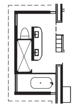 Symmetry plays an important part in producing the master bath’s polish.