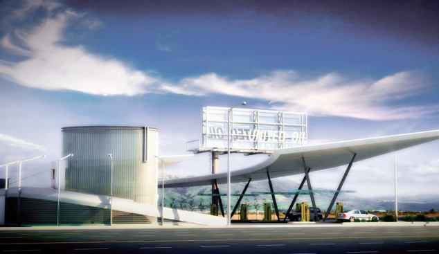 The curving, 7,000-squarefoot canopy has been one of the most challenging pieces of the project because of its complex geometry and skewed columns.