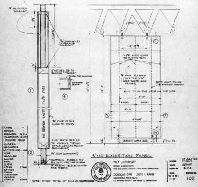 Kahn's design for the pogo walls stipulated 5-foot-by-10- foot display panels with small feet at the top and bottom for easy moving. Not long after the gallery opened, however, staff put up more-permanent barriers that carved up the rooms and blocked light. 