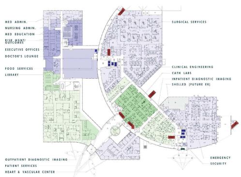 The Metro Health Village in Wyoming, Mich. is the first hospital in the state to apply for LEED certification. In the emergency department, architects at HDR used both green and evidence-based design standards. 