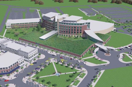 The $20.7 million Metro Health Village, scheduled for completion later this year, will feature an expansive green roof that patient rooms will overlook.