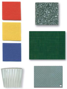 Materials Monthly will come out 10 times a year and deliver three to five product samples with specification information in a hard-cover, book-sized cardboard box. In this sample issue, architects will be receiving (clockwise from top left): Texaa's Aeria fabric, an acoustical fabric once used for speaker covers; Alkemi, a surfacing material made from scrap aluminum and resin; Veritas' surfacing material that features a landscaping textile between two resin panels; Prismatic's embossed stainless steel; and Flexicomb, a flexible material made from polypropylene drinking straws.