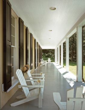 The porch provides the best view of the nearby mountains.