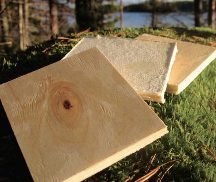 Biomaterial structural composites, like these panels made from flax and cellulose, turn renewable resources into recyclable building components.