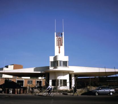 The Fiat Tagliero service station, designed by Italian architect Giuseppe Pettazzi and built in 1938. Probably the best example of futuristic architecture in Africa, the structure (no longer a service station) was freshly painted a few years ago and may be converted into a coffee shop.