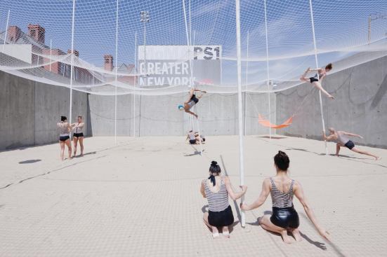 Visitors at Pole Dance, the installation that SO-IL designed for the 2010 Young Architects Program run by the Museum of Modern Art and PS1 in Queens, N.Y. 