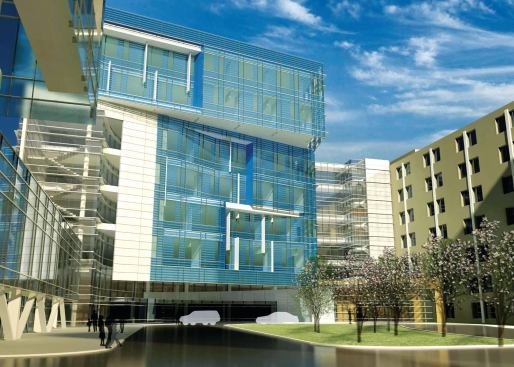 Saint Michael's Medical Center
Architect: Francis Cauffman, New York. 
Completion: 2015 (scheduled). 
Brief: $225 million upgrade will unify the multibuilding campus, including structures from the late 1800s.