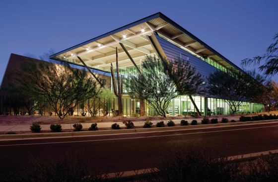 Scottsdale Appaloosa Branch Library

Architect: Douglas Sydnor Architect and Associates, Scottsdale; DWL Architects Planners, Phoenix.

Completion: 2009.

Brief: $10.5 million, 21,242-s.f. LEED Gold municipal library featuring drought-resistant landscaping, a solar array, and a floating pavilion.