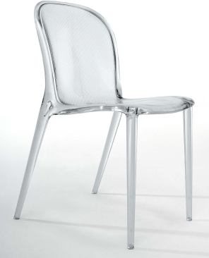 Thalya

Kartell

www.kartell.it

Polycarbonate side chair

Available in clear; slated to be produced in translucent dyed polycarbonate in purple, yellow, green, and smoke A grid etched onto the back of the seat and backrest adds texture to the surface

Designed by Patrick Jouin