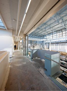 Second-level gallery and corridor, with new balcony.